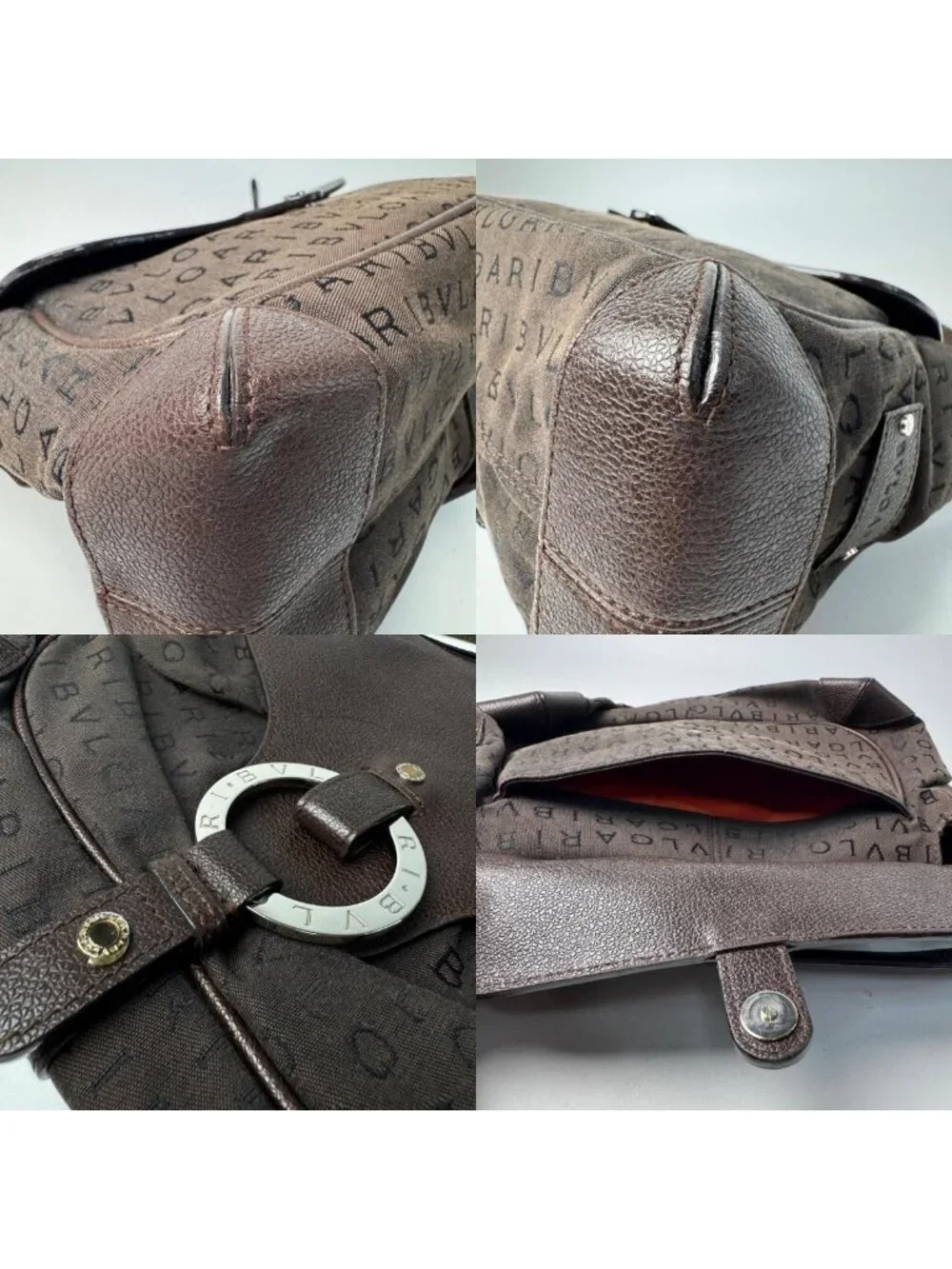 Bvlgari Logo Mania Shoulder Bag Canvas Leather